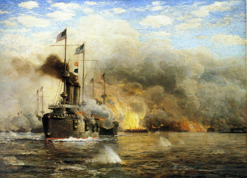Battleships at War, vintage artwork by James Gale Tyler, 12x8" (A4) Poster