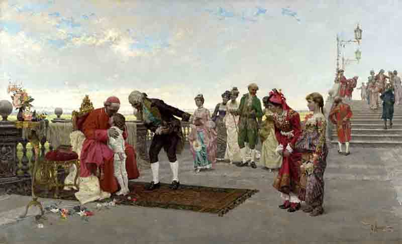 The Visit to Uncle the Cardinal, vintage artwork by Raffaele Armenise, 12x8" (A4) Poster