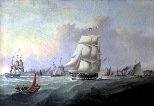 The Port of Liverpool: In the Foreground the Ship 'John Campbell', Owner Isaac Bold, vintage artwork by Joseph Heard, A3 (16x12") Poster Print