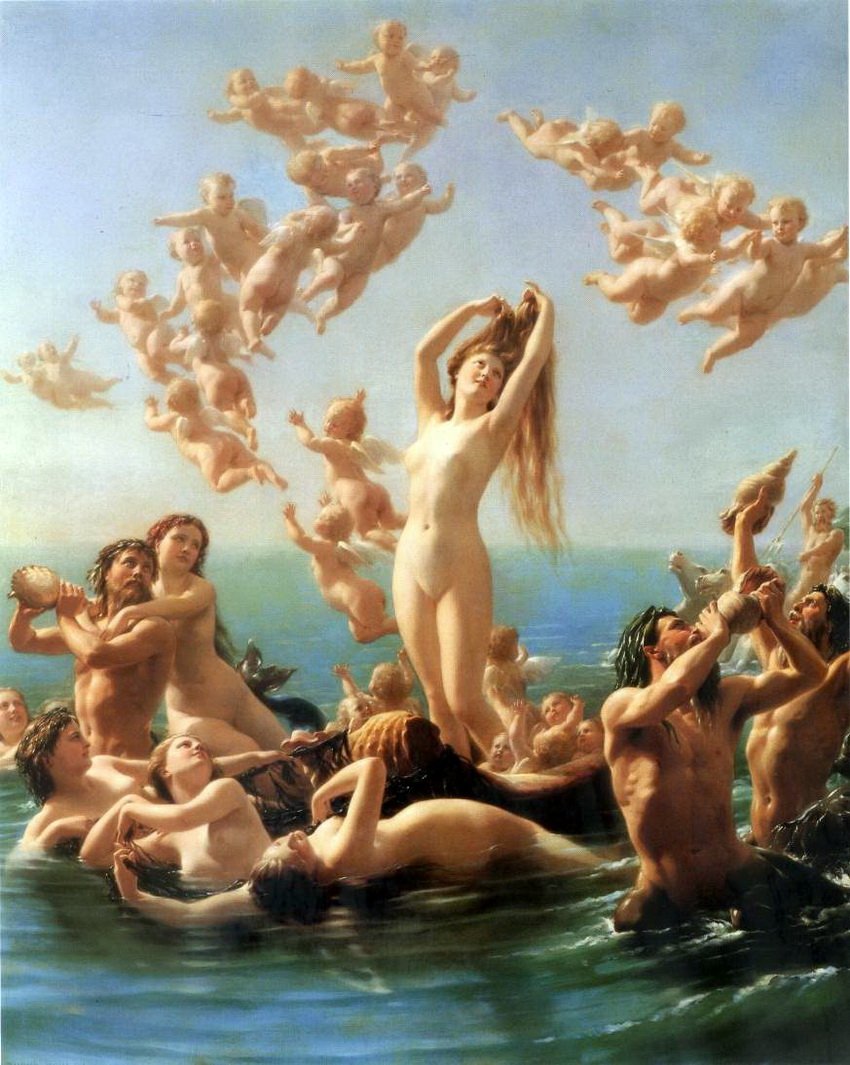 Birth Of Venus, vintage artwork by Fritz Zuber-Buhler, 12x8" (A4) Poster