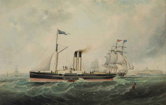 The paddle steamer George Peabody, vintage artwork by John White Allen Scott, A3 (16x12") Poster Print