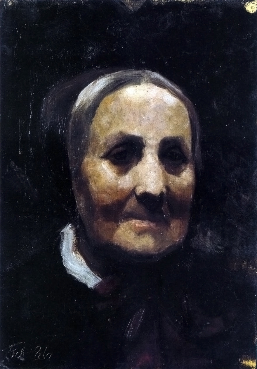 Old woman in bonnet, vintage artwork by Marie Triepcke Kroyer, 12x8" (A4) Poster