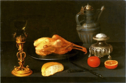 Still Life with a Salt Cellar., vintage artwork by Jacob Foppens van Es, 12x8" (A4) Poster