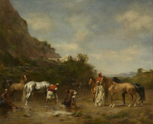 Arabs Watering Their Horses, vintage artwork by Eugène Fromentin, A3 (16x12") Poster Print