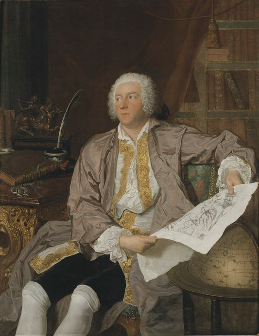 Portrait of Carl Gustav Tessin, Swedish Politician, vintage artwork by Jacques-Andre-Joseph Aved, 12x8" (A4) Poster