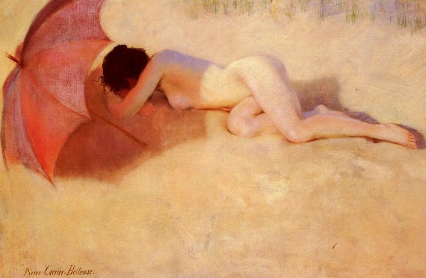 Nude with a Parasol by Pierre Carrier-Belleuse,A3(16x12")Poster