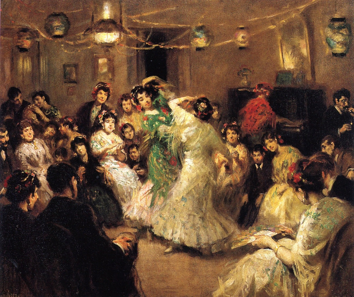 A Family Party, Triana, Sevilla, vintage artwork by Francis Luis Mora, 12x8" (A4) Poster