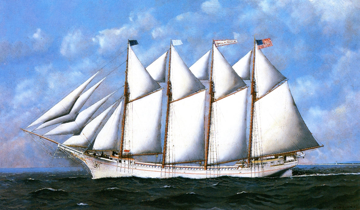 The Sailing Ship 'George W. Truitt, Jr.', vintage artwork by Antonio Jacobsen, 12x8" (A4) Poster