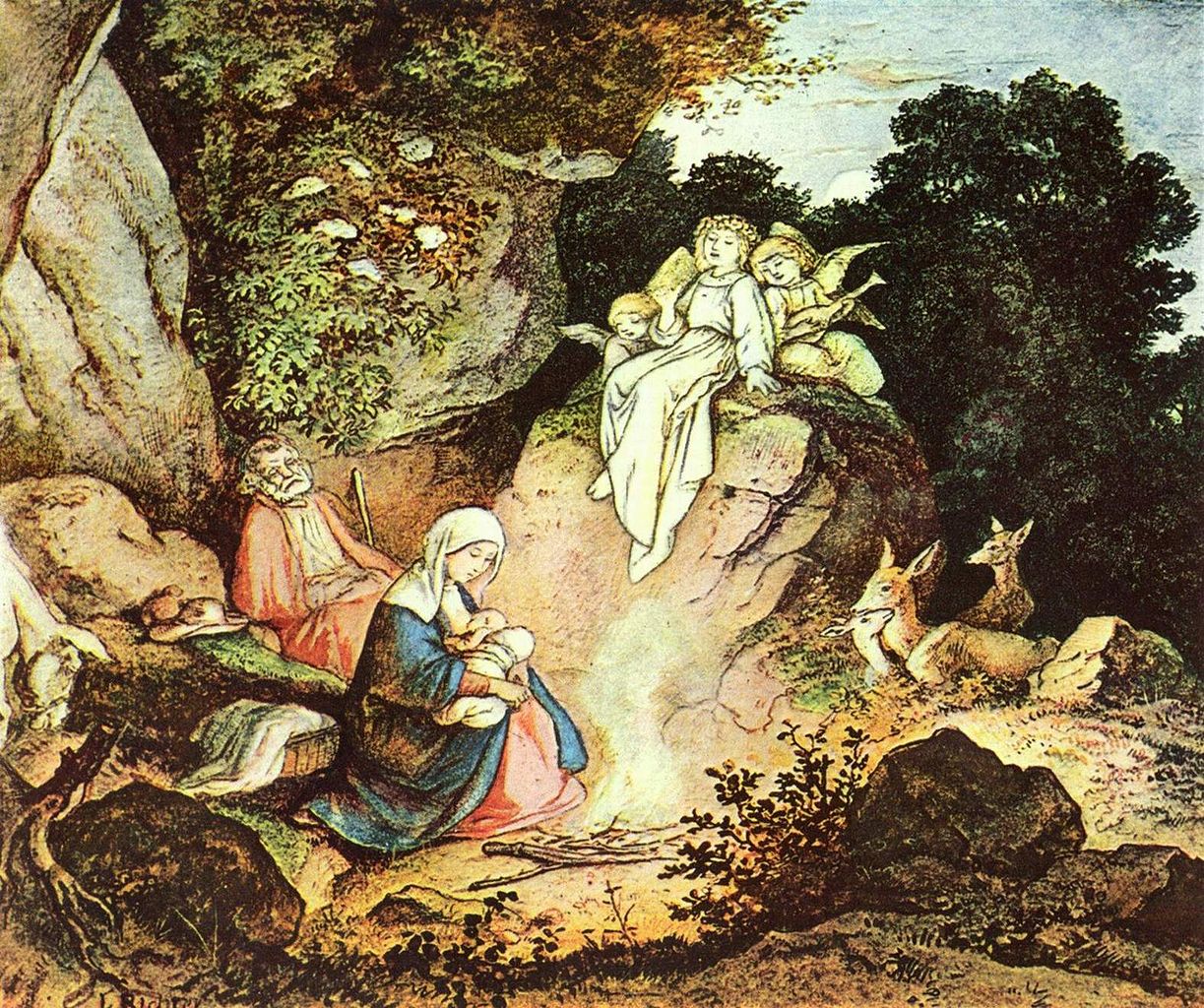 The Rest on The Flight into Egypt, vintage artwork by Ludwig Richter, A3 (16x12") Poster Print