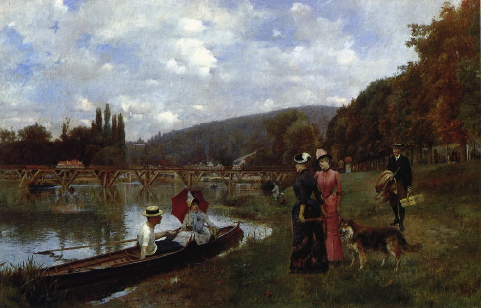 The Seine at Bougival by Julius LeBlanc Stewart,A3(16x12")Poster