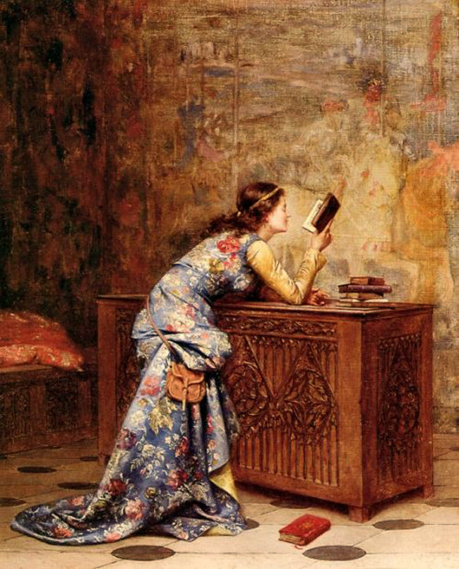 Captivated, vintage artwork by Adolphe Alexander Lesrel, 12x8" (A4) Poster