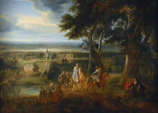 Rudolf von Habsburg Handing over his Horse to a Priest, vintage artwork by Jacques d'Arthois, 12x8" (A4) Poster