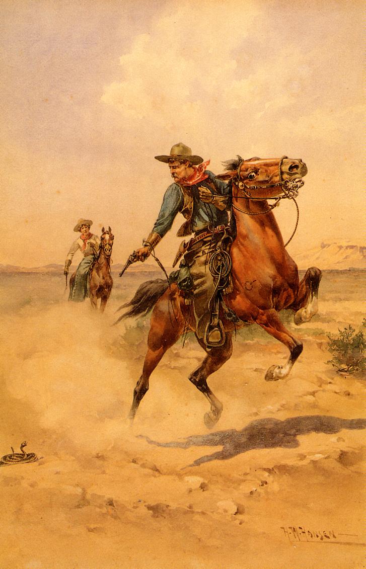 Shooting a Rattlesnake by Herman W. Hansen,A3(16x12")Poster