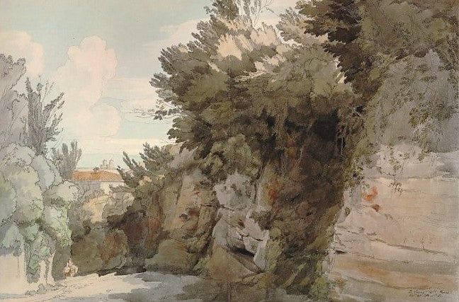 View on the Hollow Road near the Arco Oscuro, vintage artwork by Francis Towne, 12x8" (A4) Poster