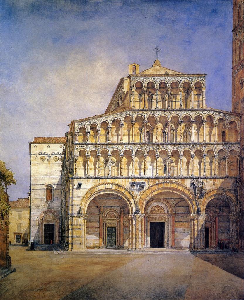 The Facade of the Duomo at Lucca, vintage artwork by Henry Roderick Newman, 12x8" (A4) Poster