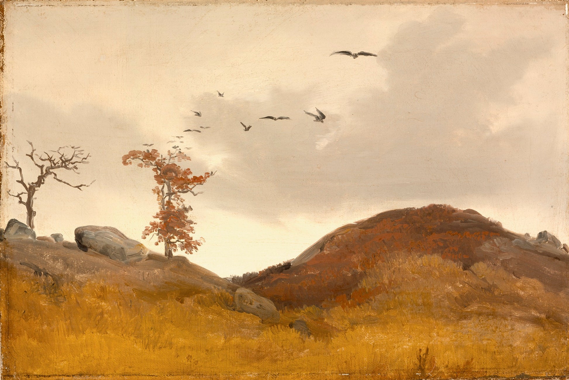 Landscape with Crows, vintage artwork by Karl Friedrich Lessing, A3 (16x12") Poster Print