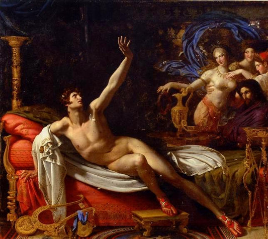 Sword of Damocles, vintage artwork by Antoine Dubost, 12x8" (A4) Poster