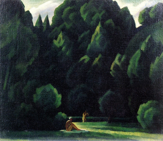 Park with Bathers, vintage artwork by Adolf Erbslöh, 12x8" (A4) Poster
