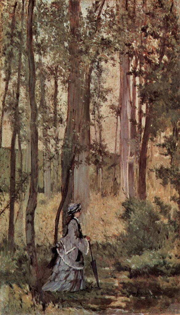 Woman in a Wood, vintage artwork by Giovanni Fattori, 12x8" (A4) Poster