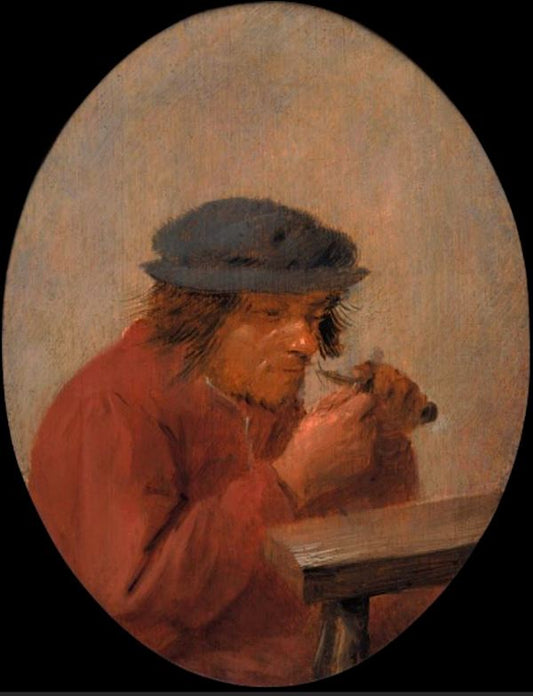 A peasant cutting his thumbnail, vintage artwork by Adriaen Brouwer, 12x8" (A4) Poster