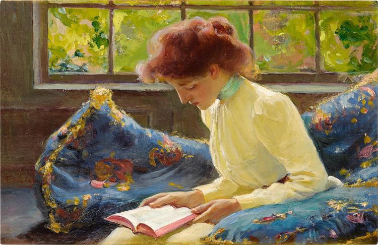 Woman Sitting by a Window by Frantisek (Franz) Dvorak,A3(16x12")Poster