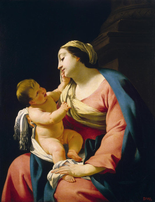 Madonna with Child, vintage artwork by Simon Vouet, 12x8" (A4) Poster