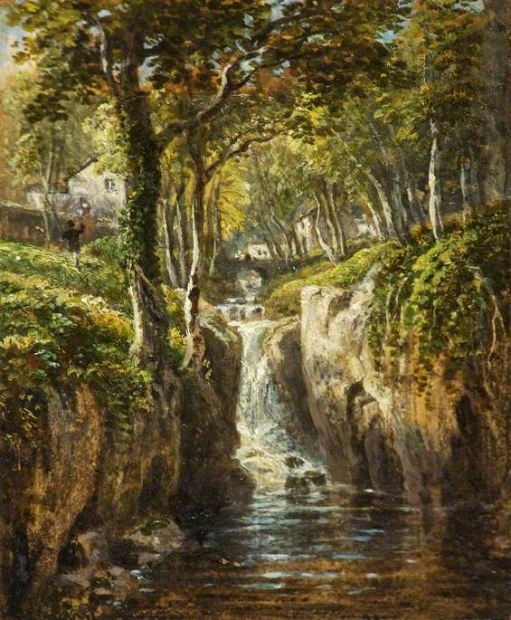 Lower Cascade, Rydal Peak, Cumbria, vintage artwork by James Baker Pyne, A3 (16x12