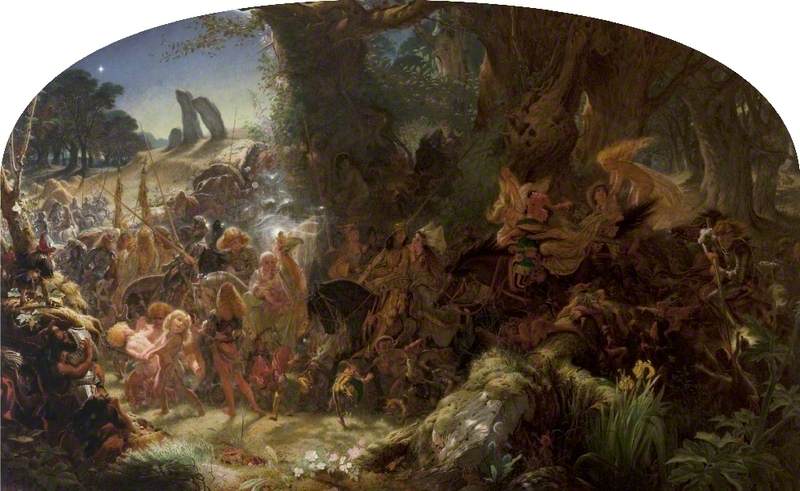 The Fairy Raid: Carrying Off a Changeling, Midsummer Eve, vintage artwork by Sir Joseph Noel Paton, A3 (16x12") Poster Print