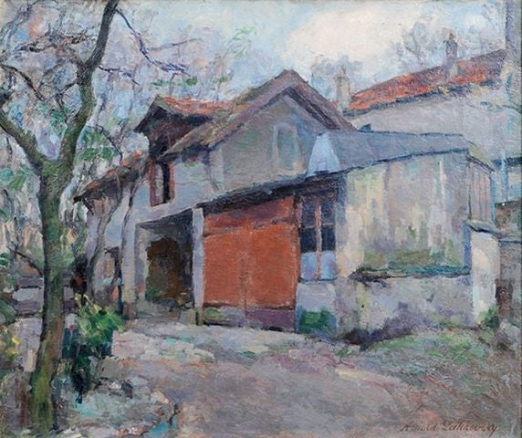 Maison de campagne au printemps, vintage artwork by Arnold Borisovich Lakhovsky, 12x8" (A4) Poster