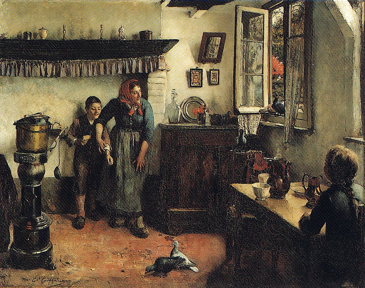 Pigeons, vintage artwork by Évariste Carpentier, 12x8" (A4) Poster