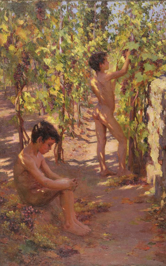Boys Picking Grapes at Capri by Susan Watkins,16x12(A3) Poster