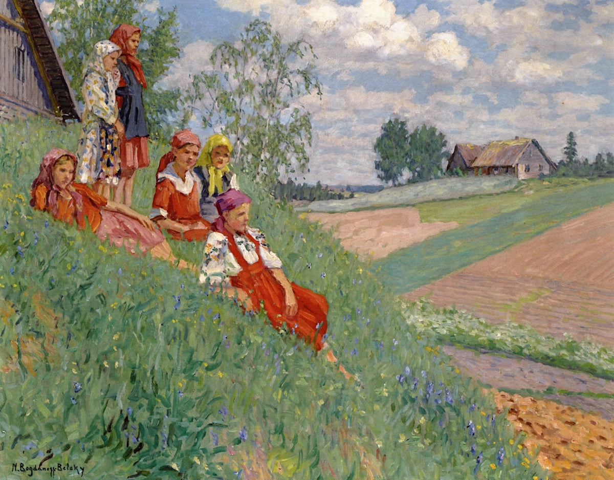 Children in a Meadow by Nikolai Petrovich Bogdanov-Belsky,A3(16x12")Poster