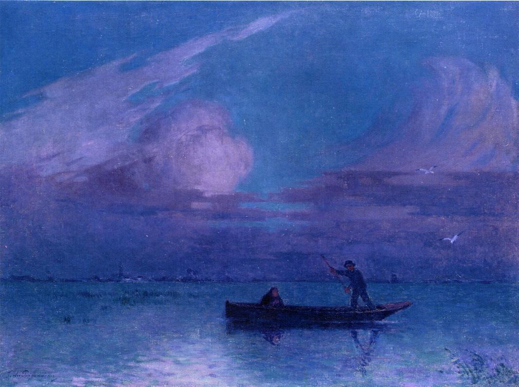 Nighttime Boat Ride at Briere by Ferdinand du Puigaudeau,A3(16x12")Poster