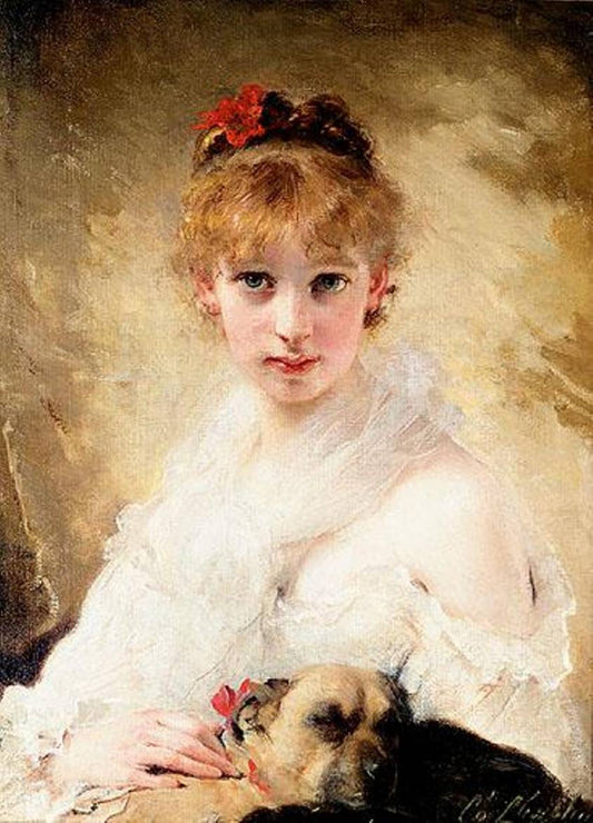 Her Favourite Dog, vintage artwork by Charles Chaplin, 12x8" (A4) Poster