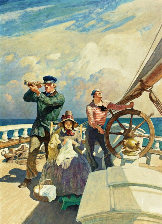 They Took Their Wives with Them on Their Cruises, vintage artwork by Newell Convers (N.C.) Wyeth, 12x8" (A4) Poster