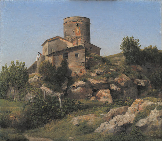 A Building near Tor di Quinto Outside Rome, vintage artwork by Christoffer Wilhelm Eckersberg, 12x8" (A4) Poster