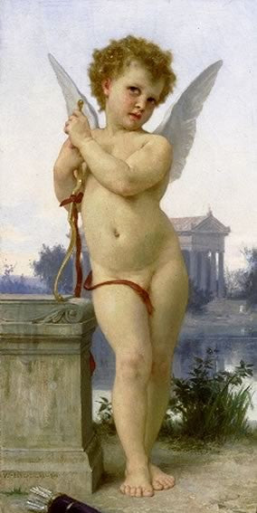 Cupid at Rest, vintage artwork by William Bouguereau, 12x8" (A4) Poster