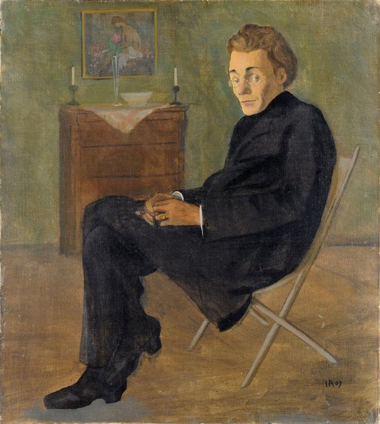 Gerhard Henning, Sculptor, vintage artwork by Ivar Arosenius, 12x8" (A4) Poster