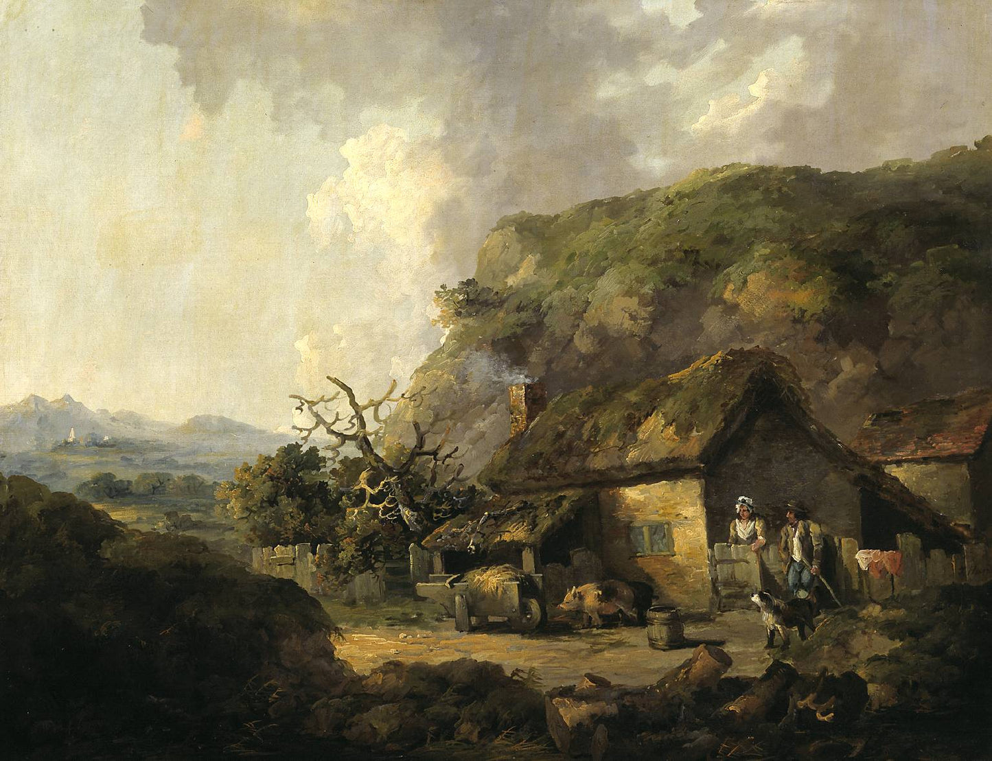 Cottage and Hilly Landscape, vintage artwork by Thomas Barker, 12x8" (A4) Poster