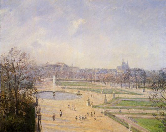 The Bassin des Tuileries: Afternoon, Sun, vintage artwork by Camille Pissarro, 12x8" (A4) Poster