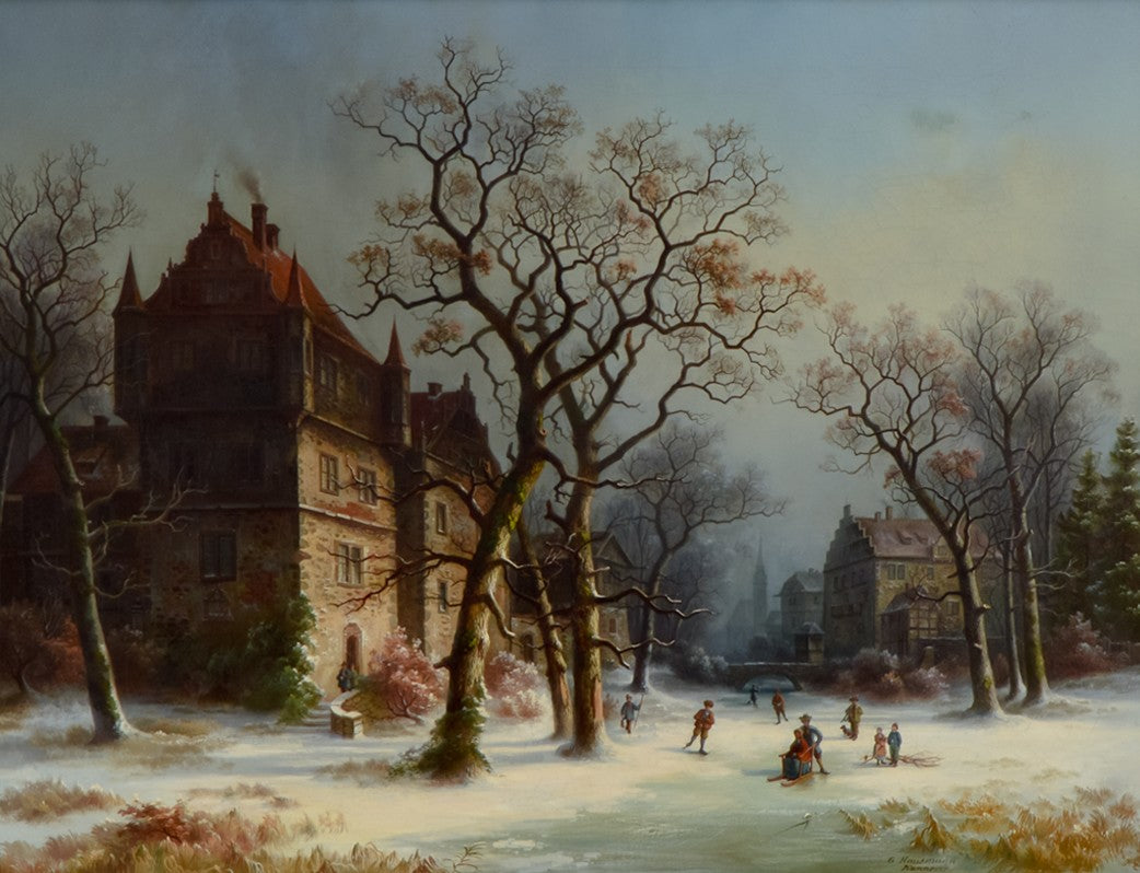 Winter Fun, vintage artwork by Gustav Hausmann, 12x8" (A4) Poster