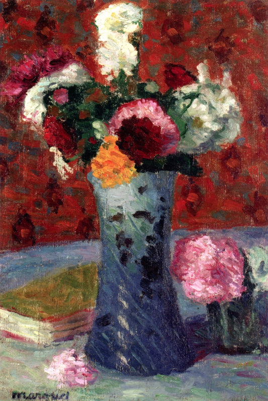 Bouquet in a Blue Vase, vintage artwork by Albert Marquet, 12x8" (A4) Poster