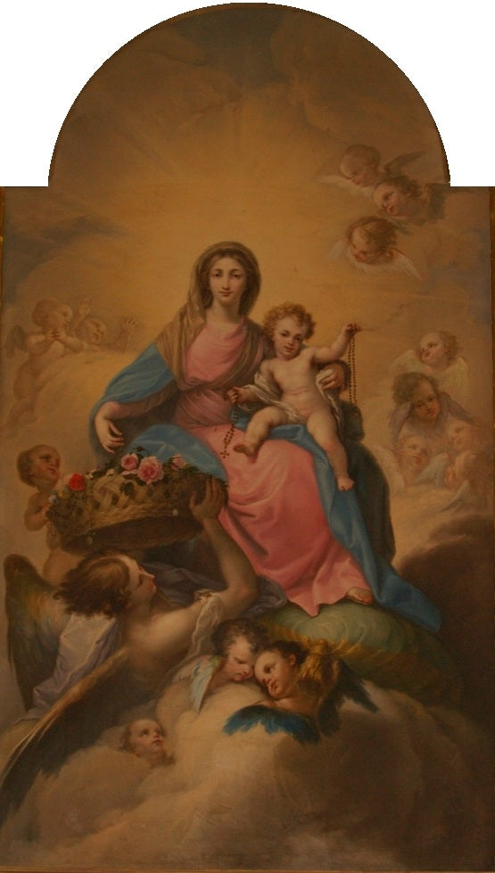 Virgin of the Rosary, vintage artwork by Ramon Bayeu y Subias, 12x8" (A4) Poster
