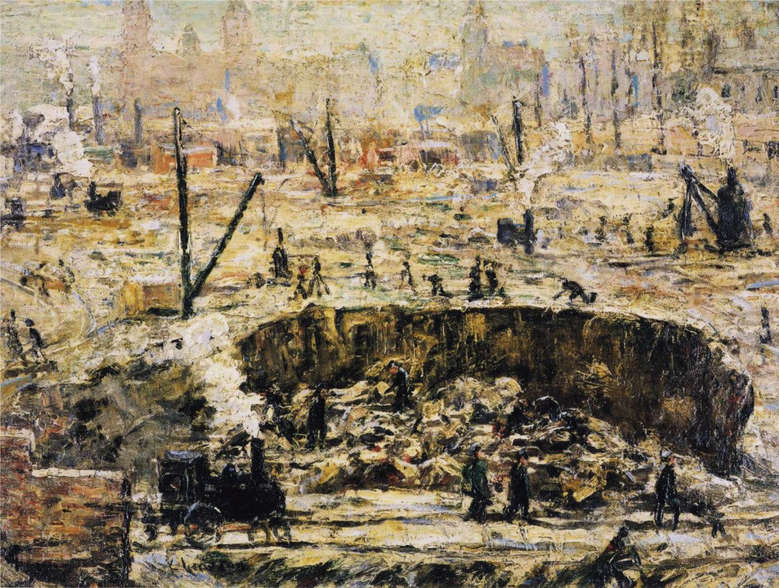 Excavation - Penn Station, vintage artwork by Ernest Lawson, 12x8" (A4) Poster