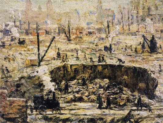 Excavation - Penn Station, vintage artwork by Ernest Lawson, 12x8" (A4) Poster