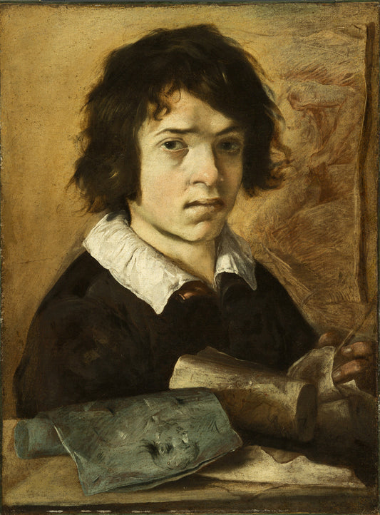 Portrait of a young man, vintage artwork by Giovanni Serodine, 12x8" (A4) Poster
