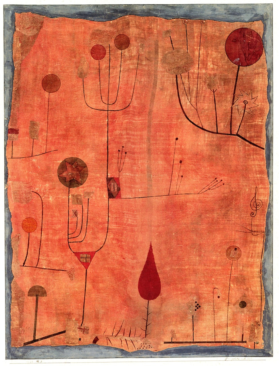 Fruits on Red by Paul Klee,16x12(A3) Poster