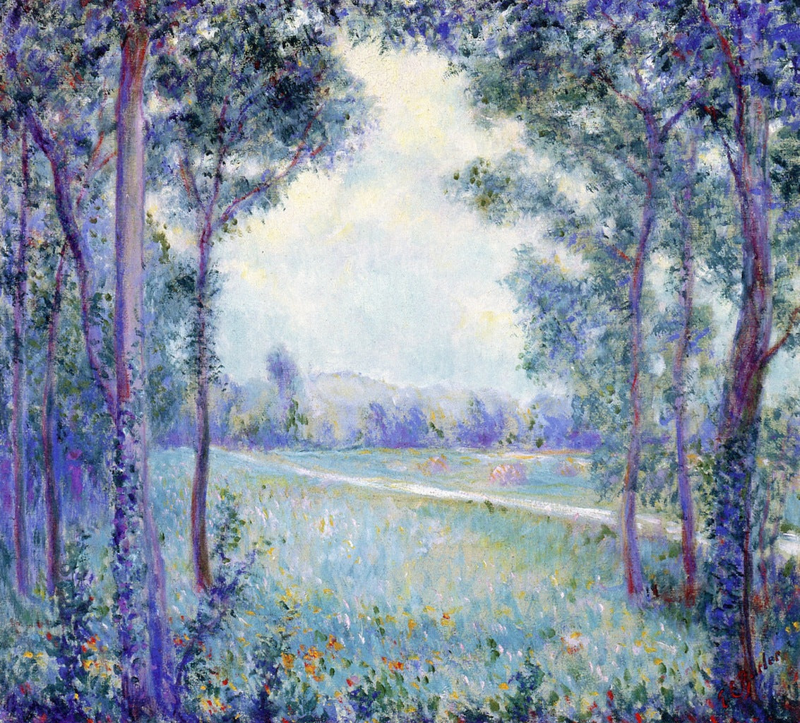On the Way to Limetz, Giverny, vintage artwork by Theodore Earl Butler, 12x8" (A4) Poster