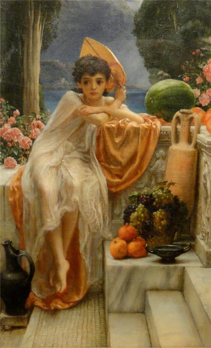 On The Temple Steps, vintage artwork by Sir Edward John Poynter, 12x8" (A4) Poster