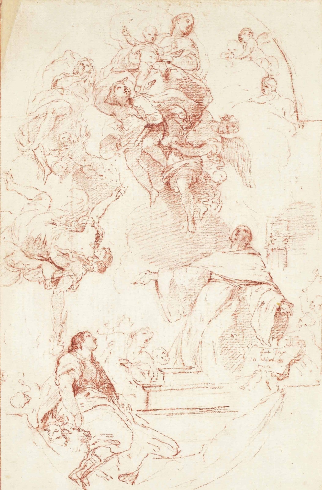 Apparition of the Virgin to St. Bernard, vintage artwork by Charles-Joseph Natoire, 12x8" (A4) Poster